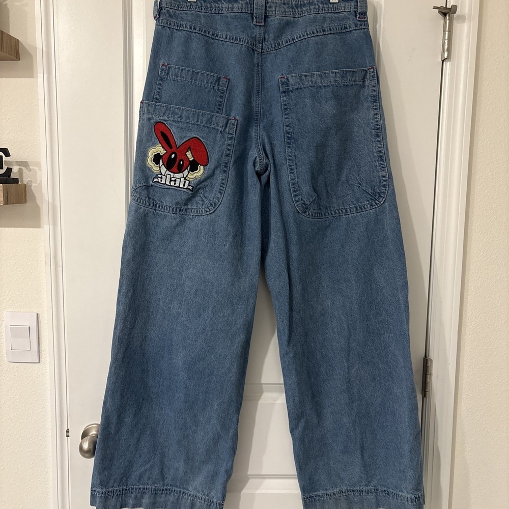 ALAB Jeans Men 34 Blue Ultra Baggy Wide Leg Mega Rave Grunge Psycho Bunny Y2K
